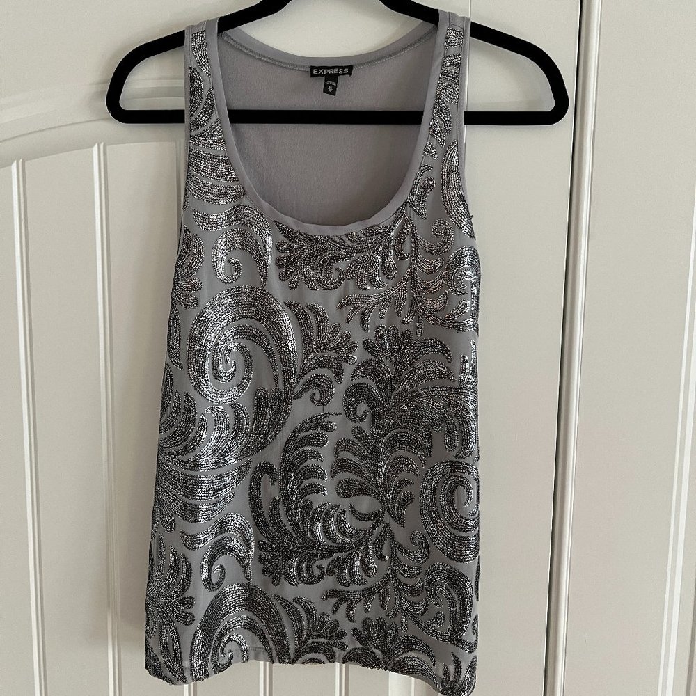 Express | Gray Sparkly Sleeveless Top | Size XS (Fits like S)